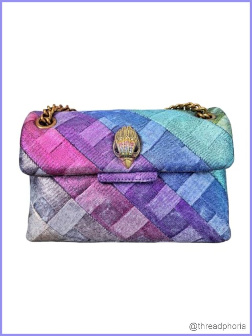 Mini Kensington Quilted Denim Convertible Chain Shoulder Crossbody Bag